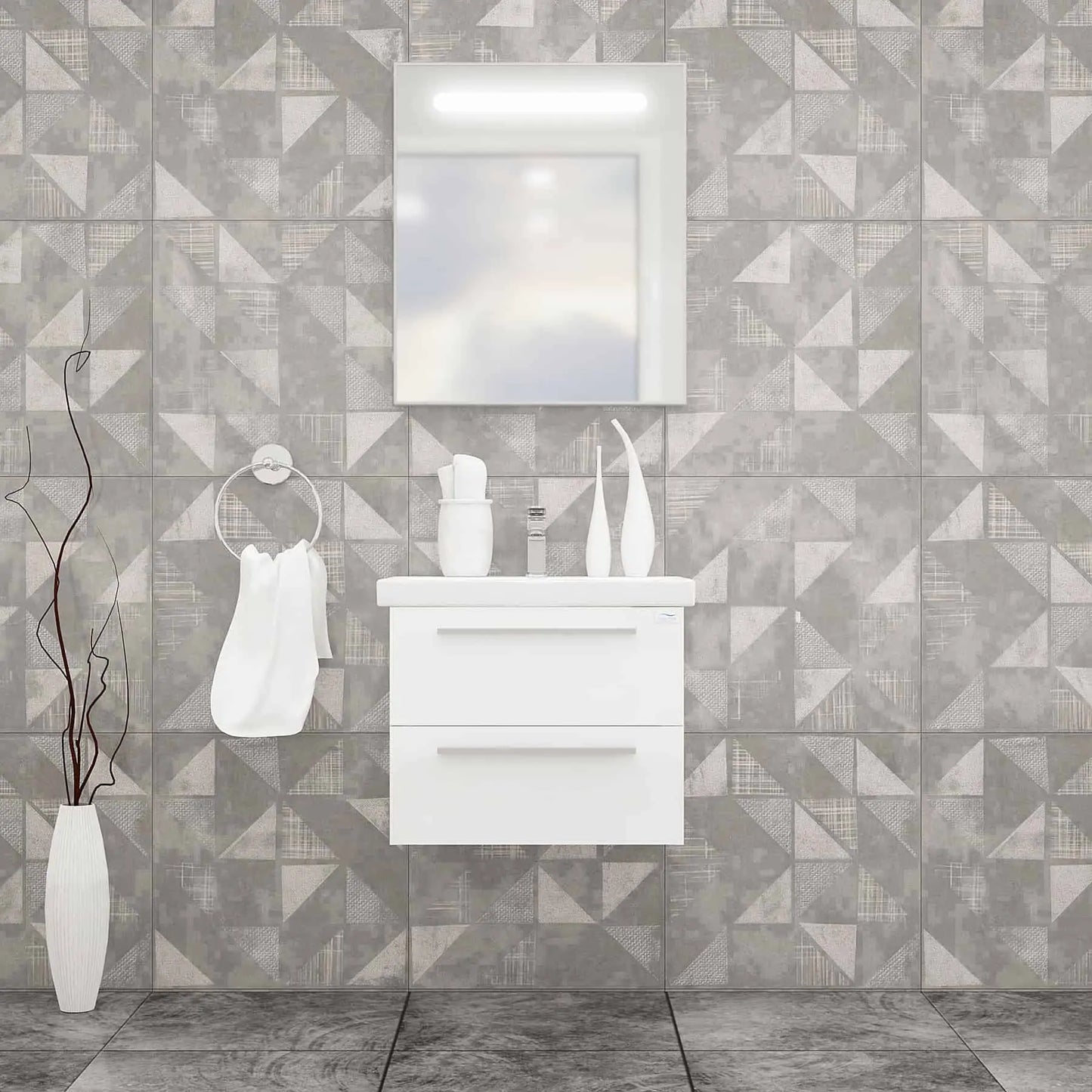 Casa Mare Elke 24" Bathroom Vanity and Ceramic Sink Combo with LED Mirror - Elke60GB-24