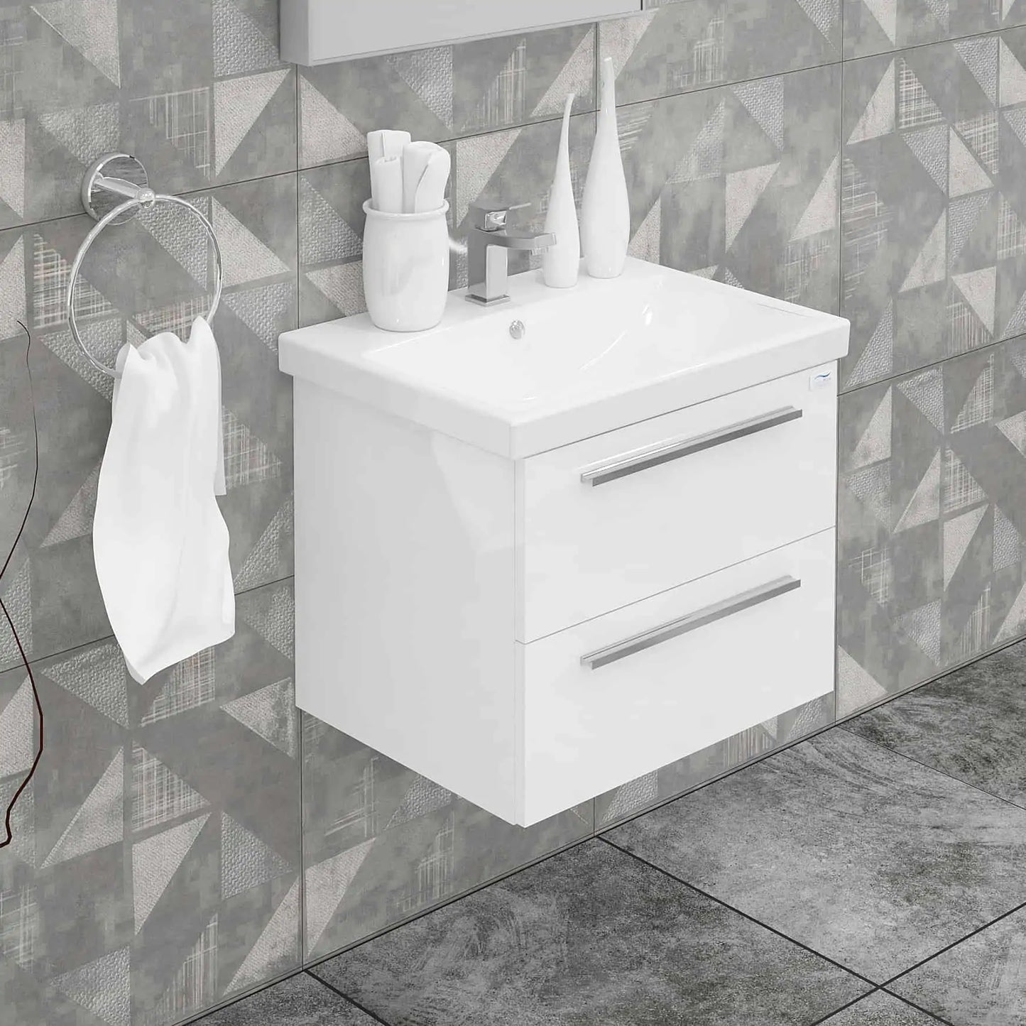 Casa Mare Elke 24" Bathroom Vanity and Ceramic Sink Combo with LED Mirror - Elke60GB-24