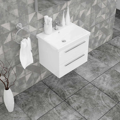 Casa Mare Elke 24" Bathroom Vanity and Ceramic Sink Combo with LED Mirror - Elke60GB-24