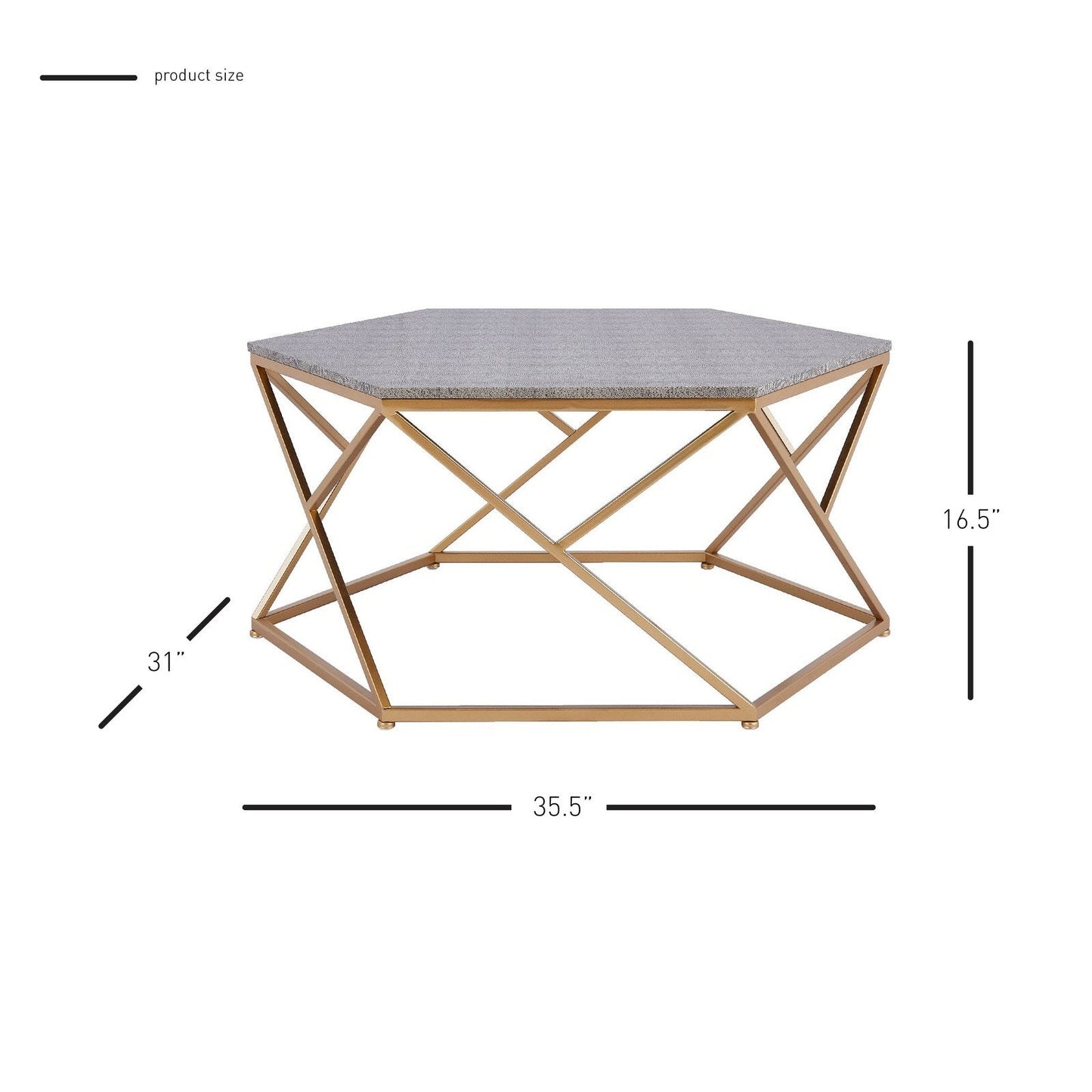 New Pacific Direct Cressa Hexagon Faux Shagreen Coffee Table  - 1600044