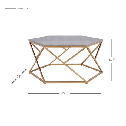 New Pacific Direct Cressa Hexagon Faux Shagreen Coffee Table  - 1600044