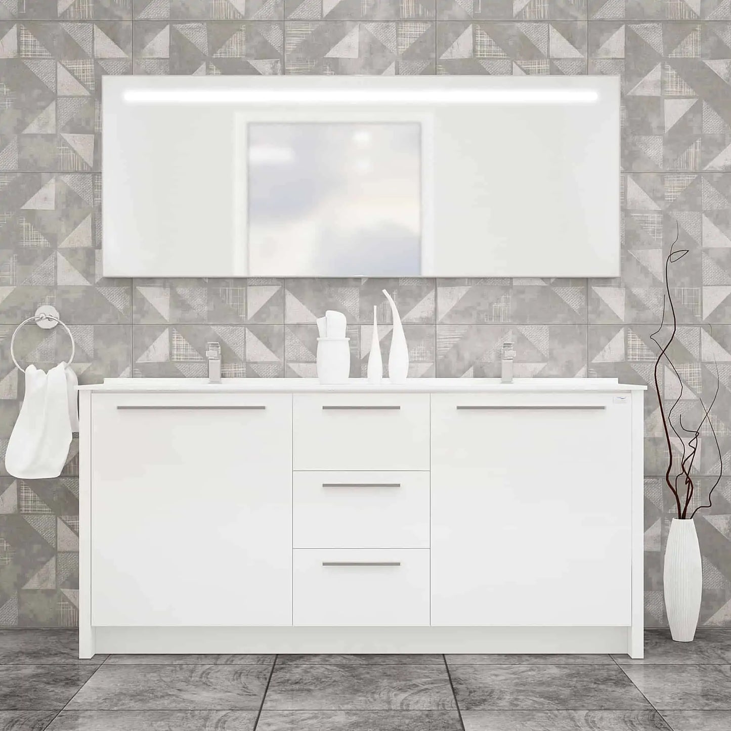 Casa Mare Nona Modern Double Sink Freestanding Bathroom Vanity and Sink Combo - Nona152GG-60