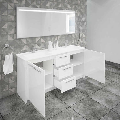 Casa Mare Nona Modern Double Sink Freestanding Bathroom Vanity and Sink Combo - Nona152GG-60
