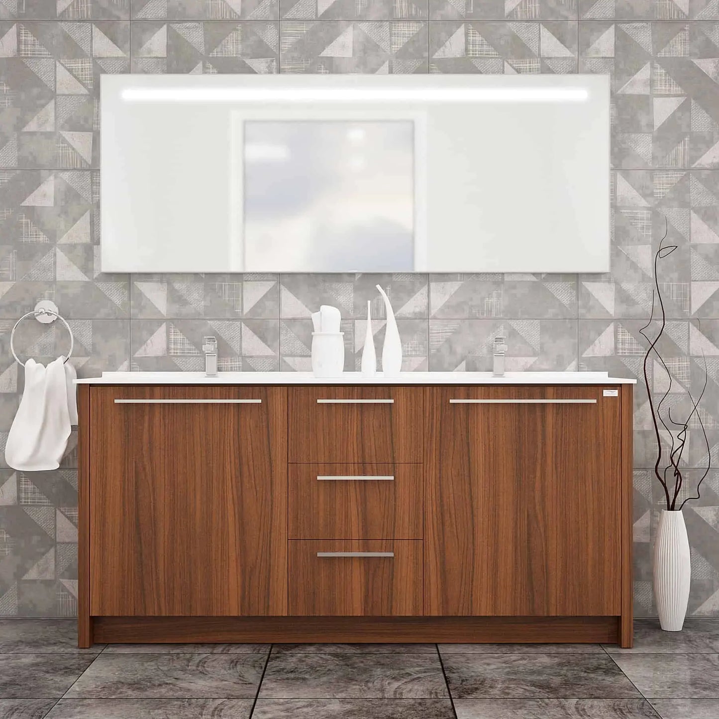 Casa Mare Nona Modern Double Sink Freestanding Bathroom Vanity and Sink Combo - Nona152GG-60