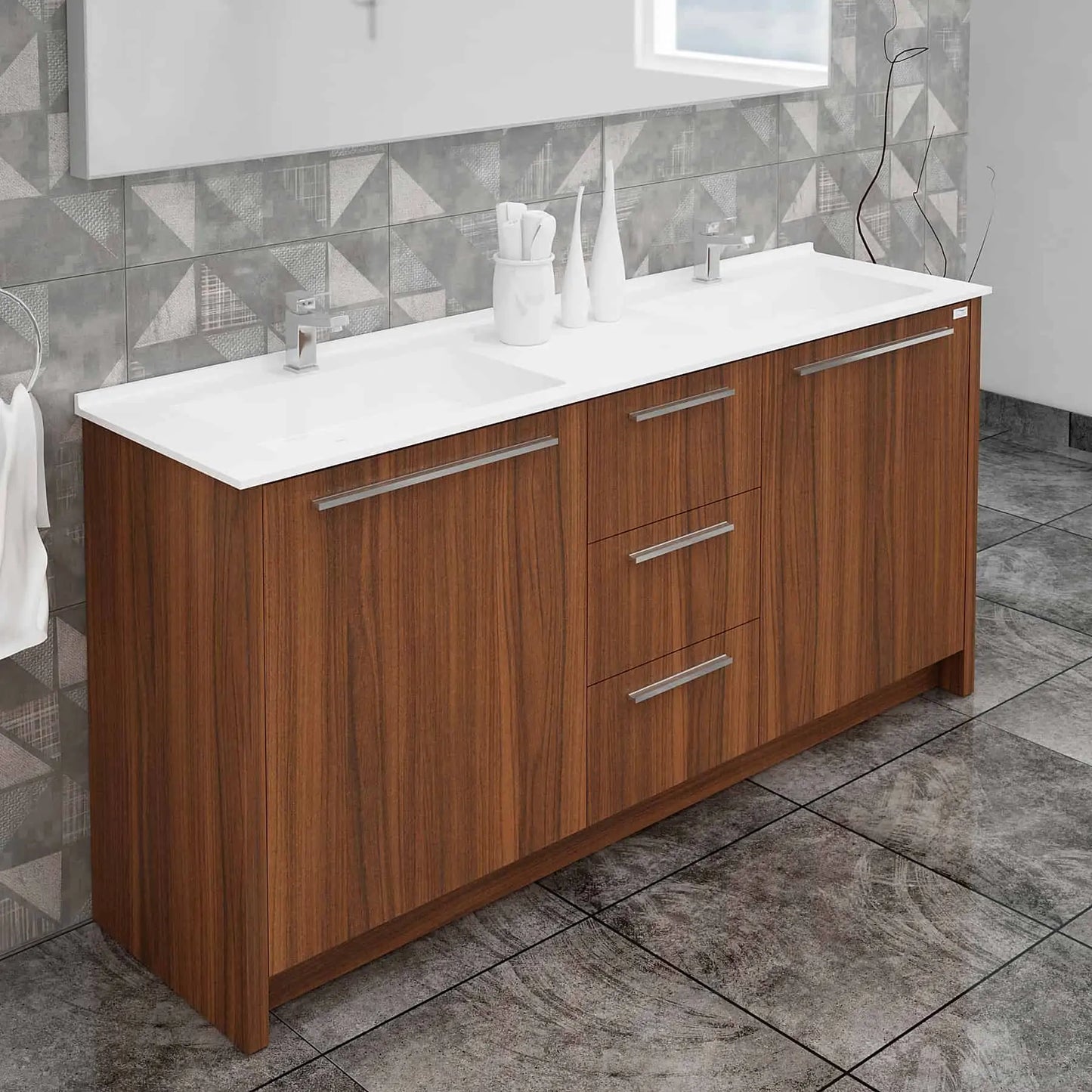 Casa Mare Nona Modern Double Sink Freestanding Bathroom Vanity and Sink Combo - Nona152GG-60