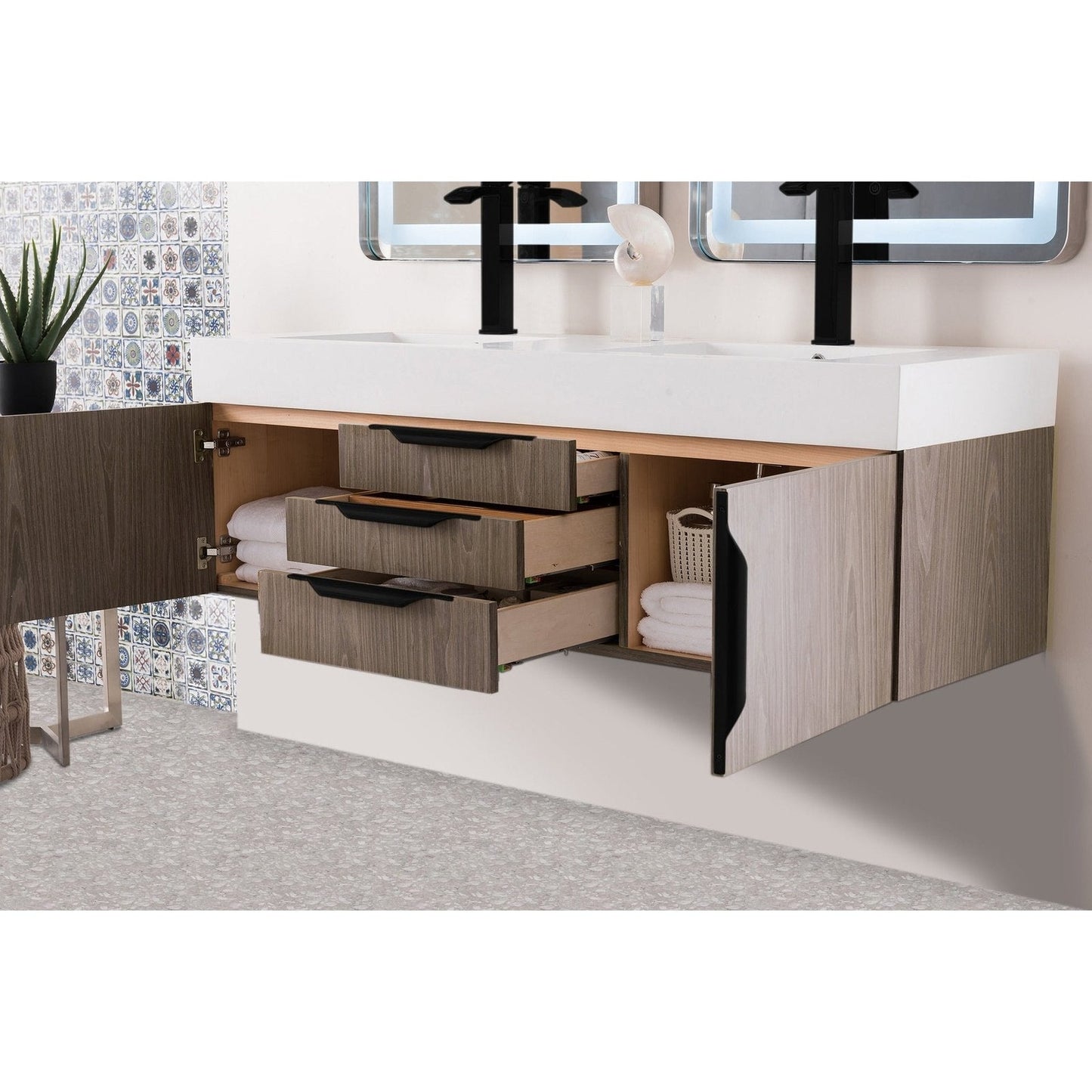 James Martin Vanities Mercer Island 59" Double Vanity - 389-V59D-AGR-G-DGG