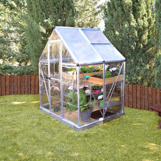 Palram - Canopia | Hybrid Greenhouse Kit - Silver With 0.8mm Polycarbonate Glazing - HG5504