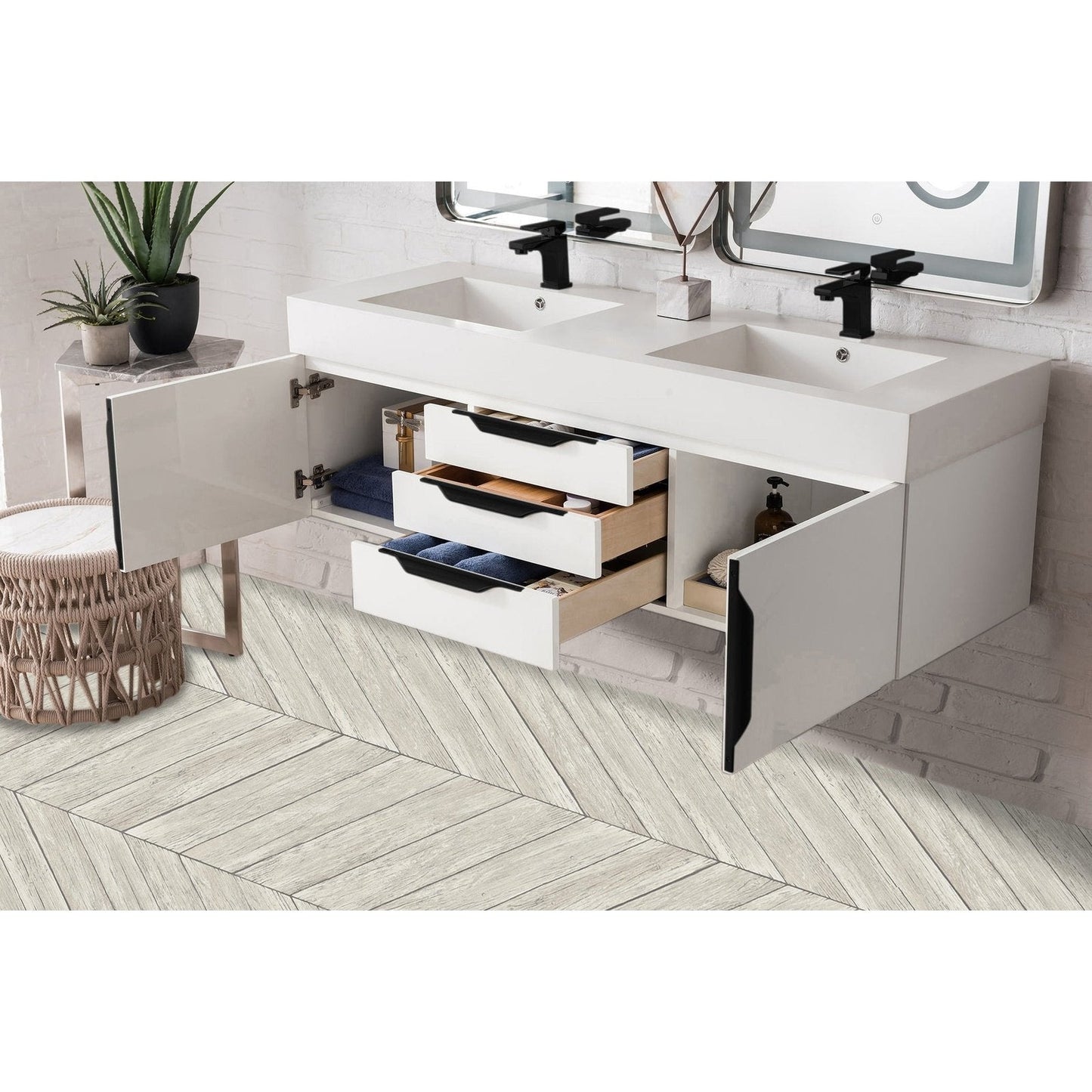 James Martin Vanities Mercer Island 59" Double Vanity - 389-V59D-AGR-G-DGG
