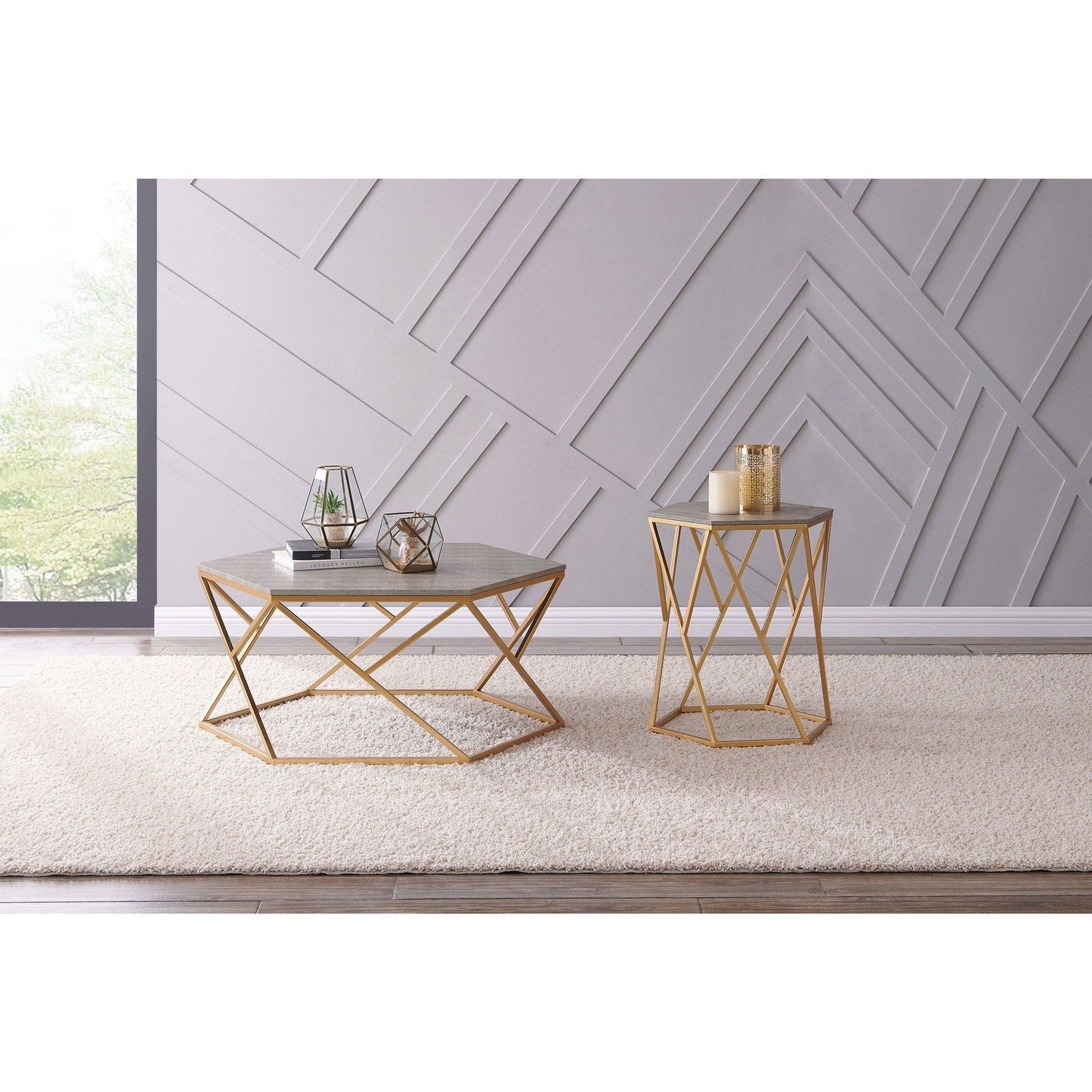 New Pacific Direct Cressa Hexagon Faux Shagreen Coffee Table  - 1600044