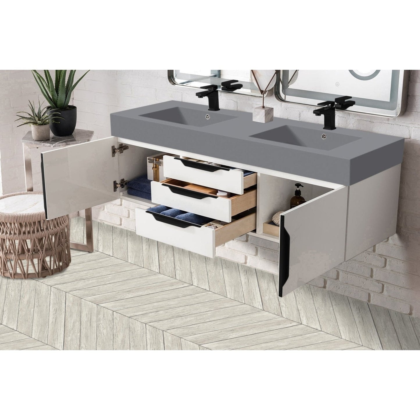 James Martin Vanities Mercer Island 59" Double Vanity - 389-V59D-AGR-G-DGG