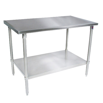 John Boos ST6-3648SSK 48"W x 36"D Stainless Steel Work Table, Adjust. Undershelf - JBST63648SSK