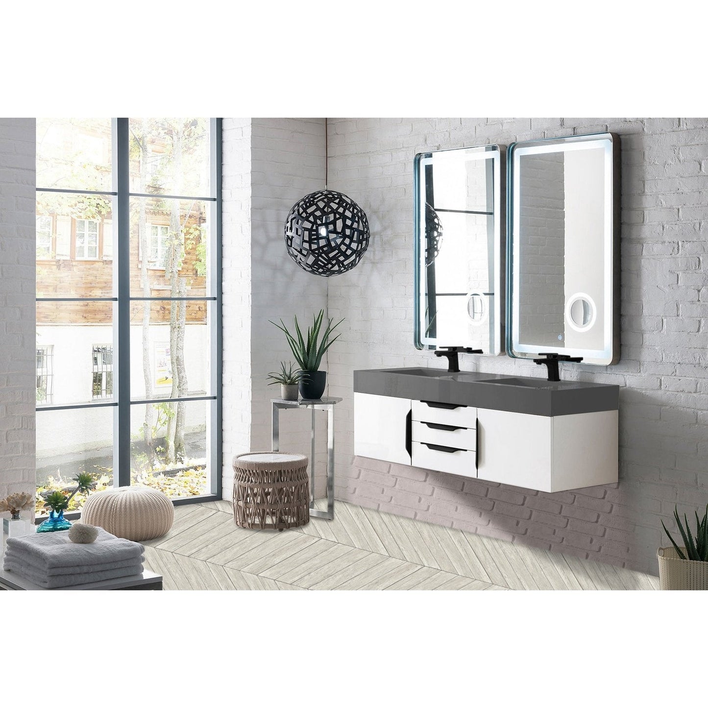 James Martin Vanities Mercer Island 59" Double Vanity - 389-V59D-AGR-G-DGG