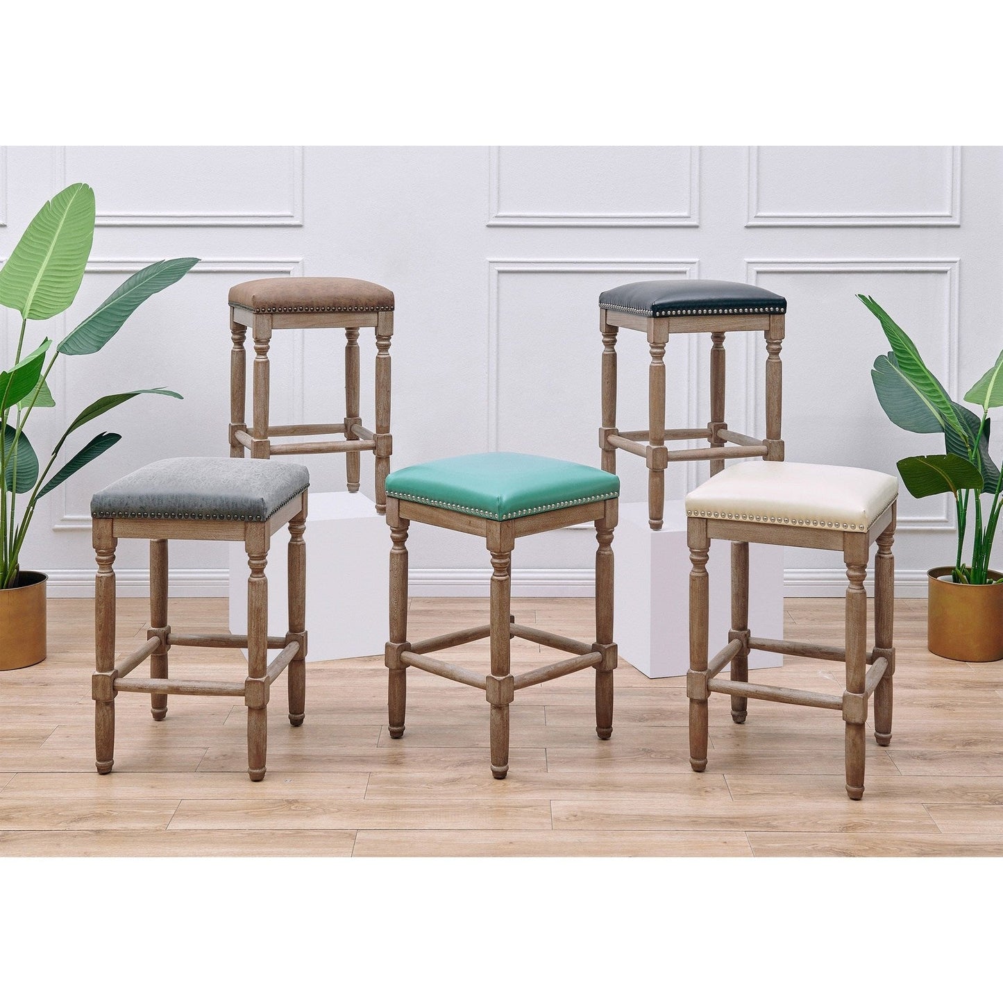 New Pacific Direct Ernie PU Counter Stool, (Set of 2) -  3900056-NCE