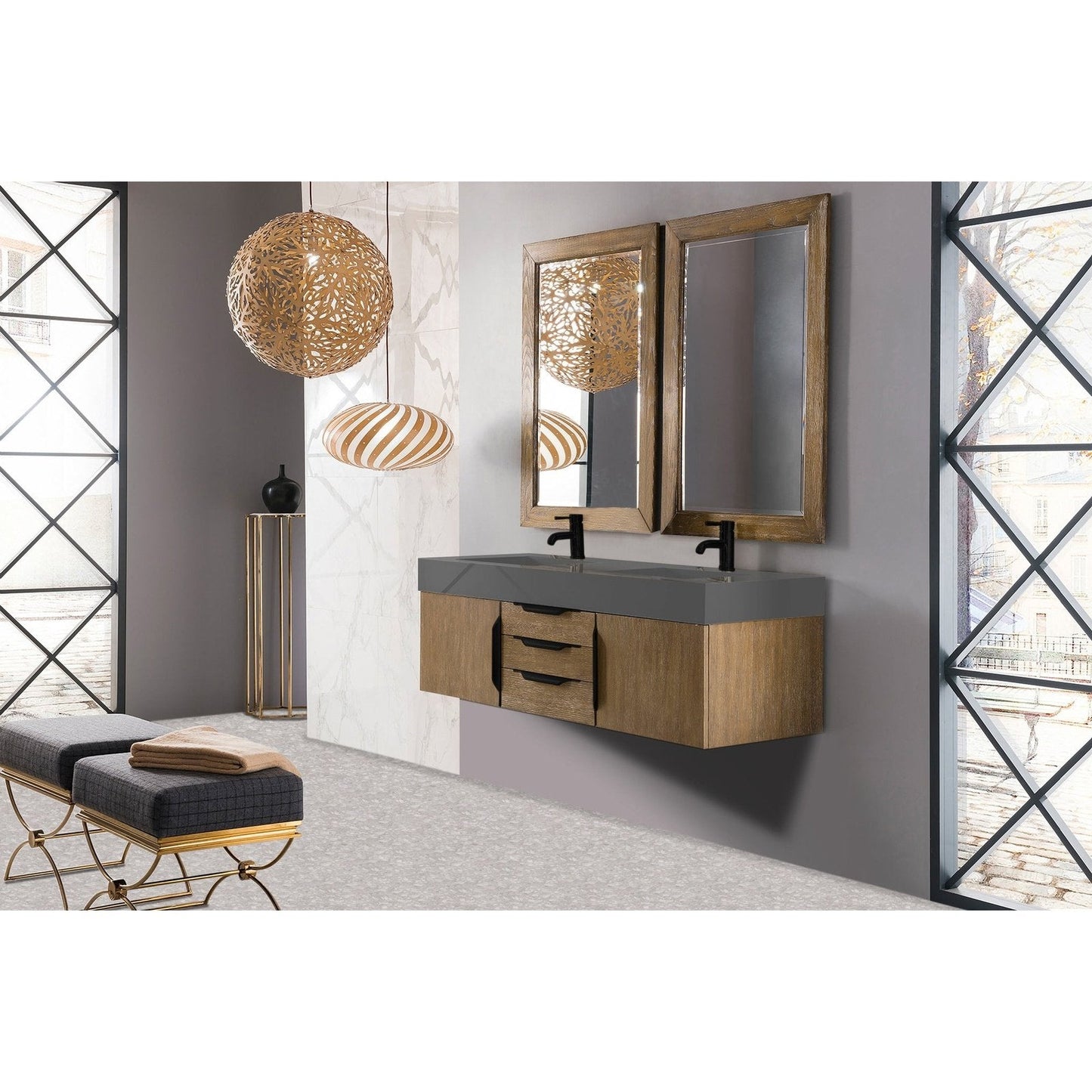 James Martin Vanities Mercer Island 59" Double Vanity - 389-V59D-AGR-G-DGG