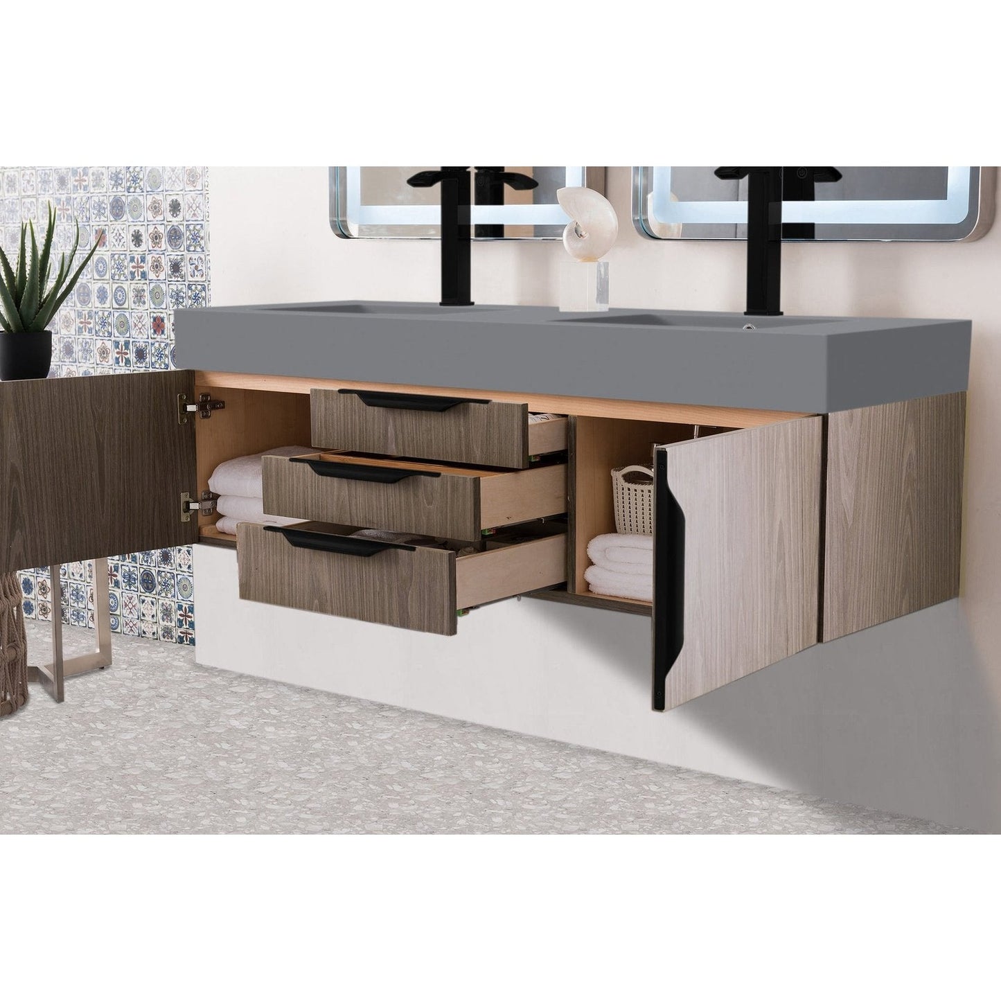 James Martin Vanities Mercer Island 59" Double Vanity - 389-V59D-AGR-G-DGG